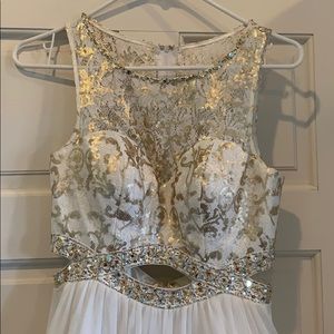 White cutout prom dress
